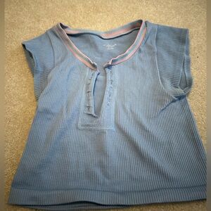 Urban outfitters crop top blue go for gold top with pink trim